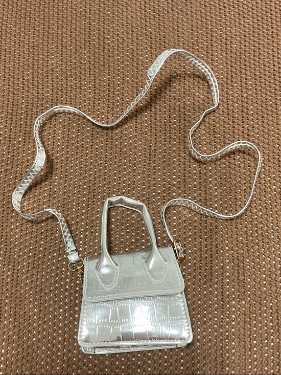 Handbags - Silver Mini Crossbody Bag with Top Handles